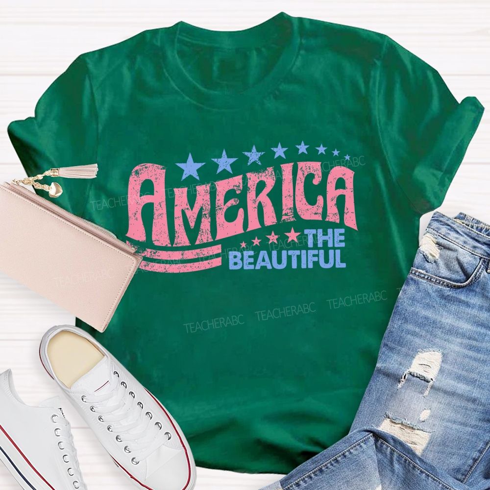 America The Beautiful  Letters  Teacher T-shirt