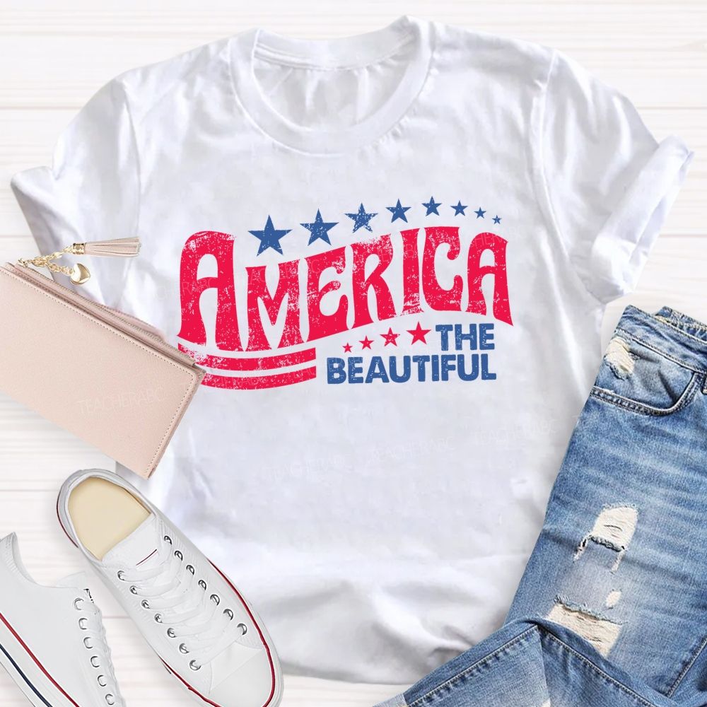 America The Beautiful  Letters  Teacher T-shirt