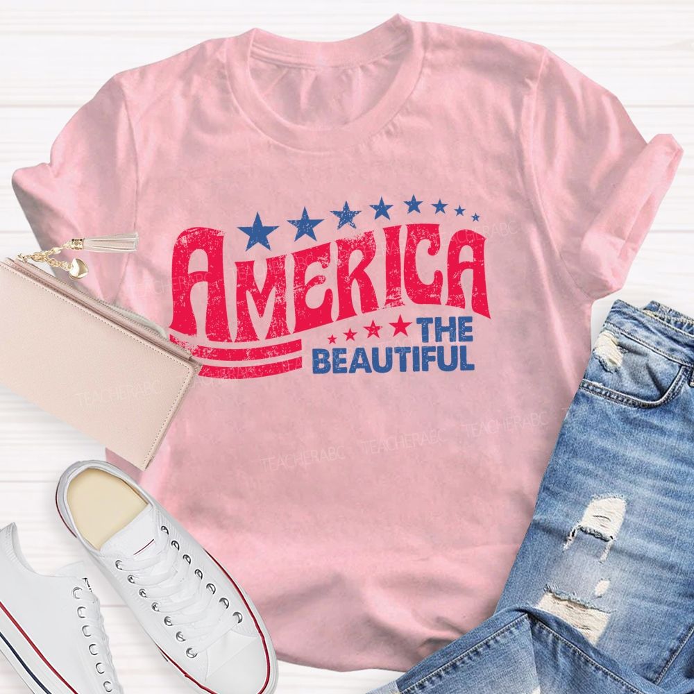 America The Beautiful  Letters  Teacher T-shirt