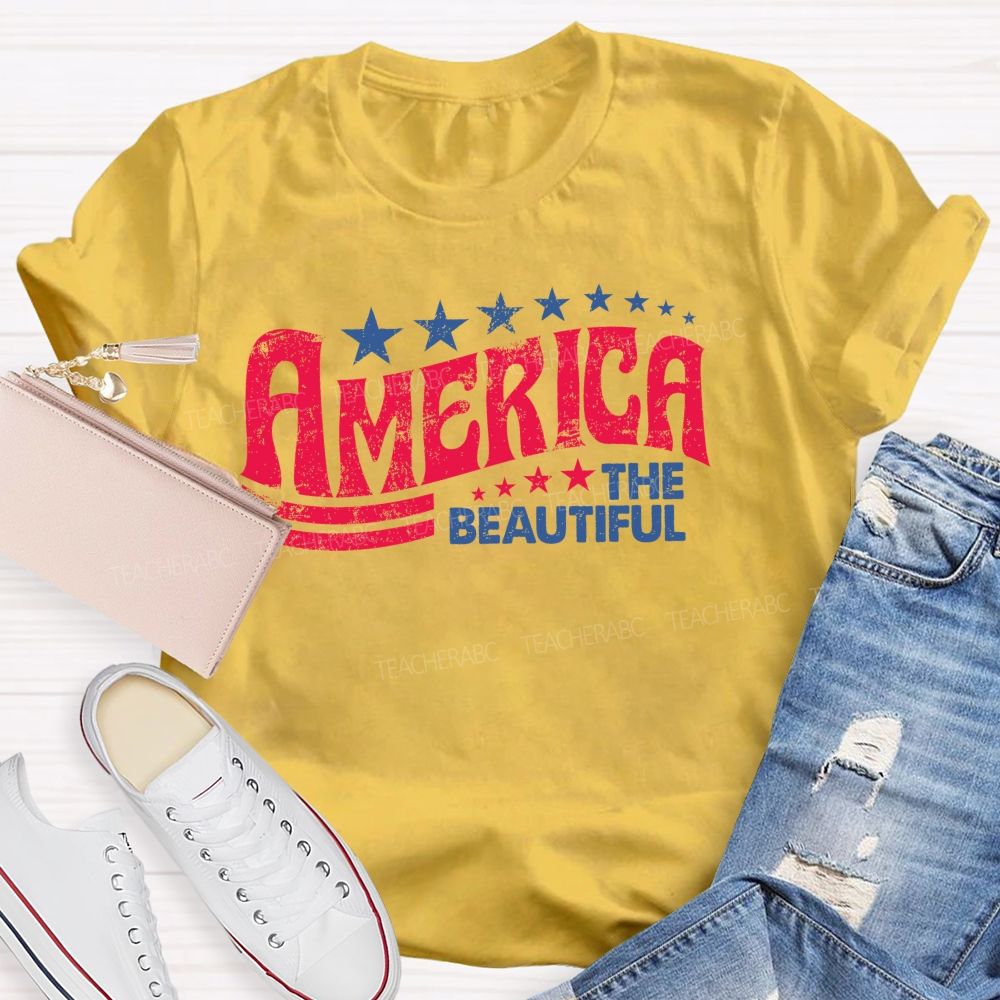 America The Beautiful  Letters  Teacher T-shirt