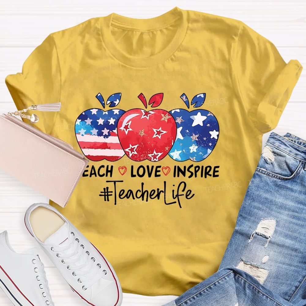 Teach Love Inspire Teacherlife Patterns  Teacher T-shirt