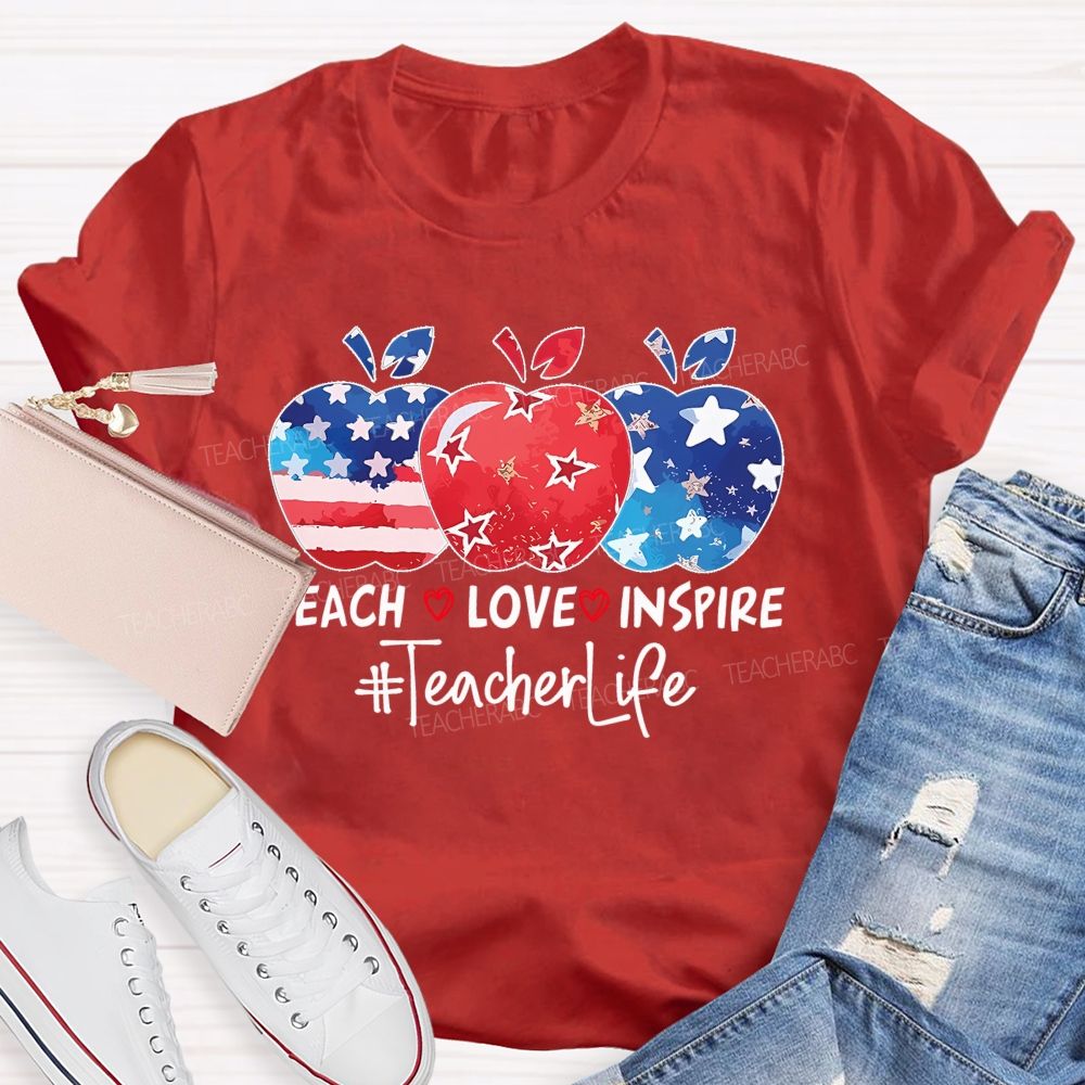 Teach Love Inspire Teacherlife Patterns  Teacher T-shirt