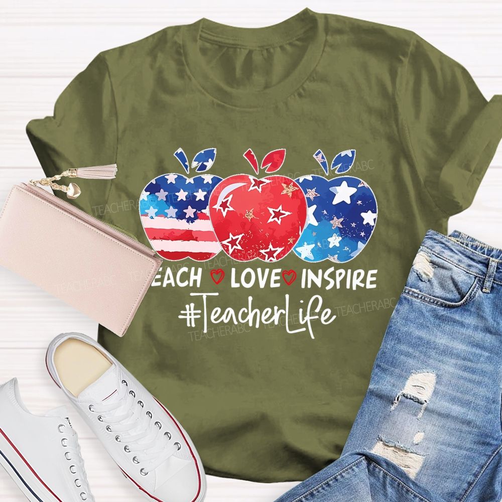 Teach Love Inspire Teacherlife Patterns  Teacher T-shirt