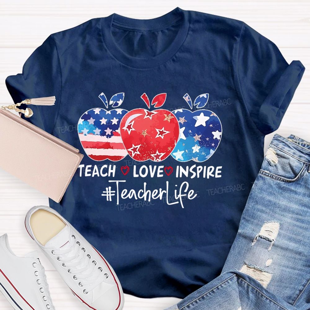 Teach Love Inspire Teacherlife Patterns  Teacher T-shirt