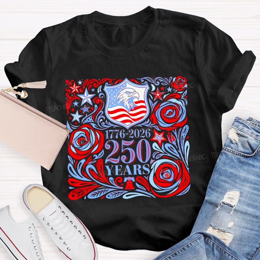 250 Years Flowers Patterns  Teacher T-shirt