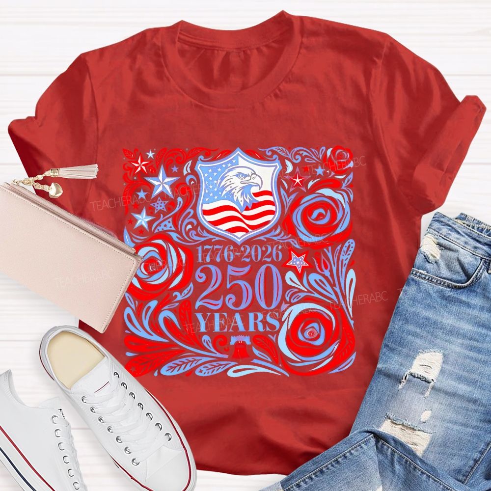 250 Years Flowers Patterns  Teacher T-shirt