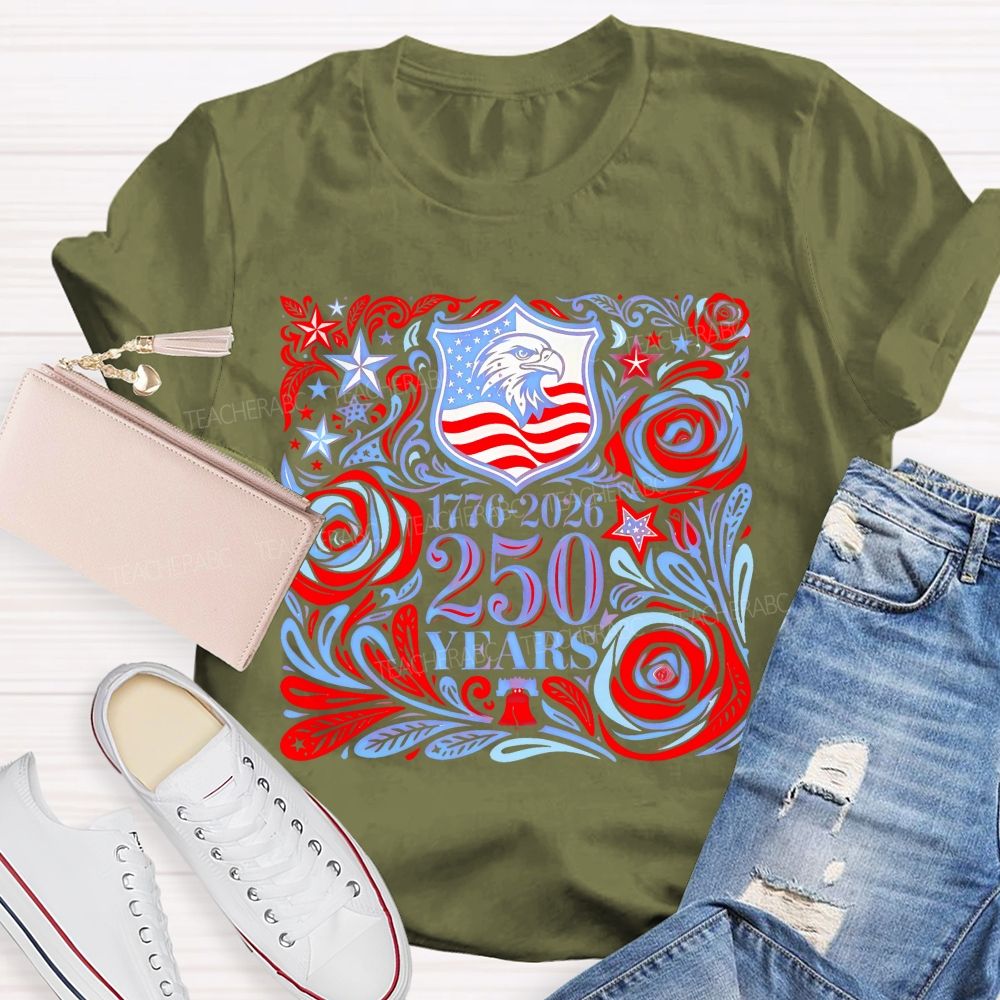 250 Years Flowers Patterns  Teacher T-shirt