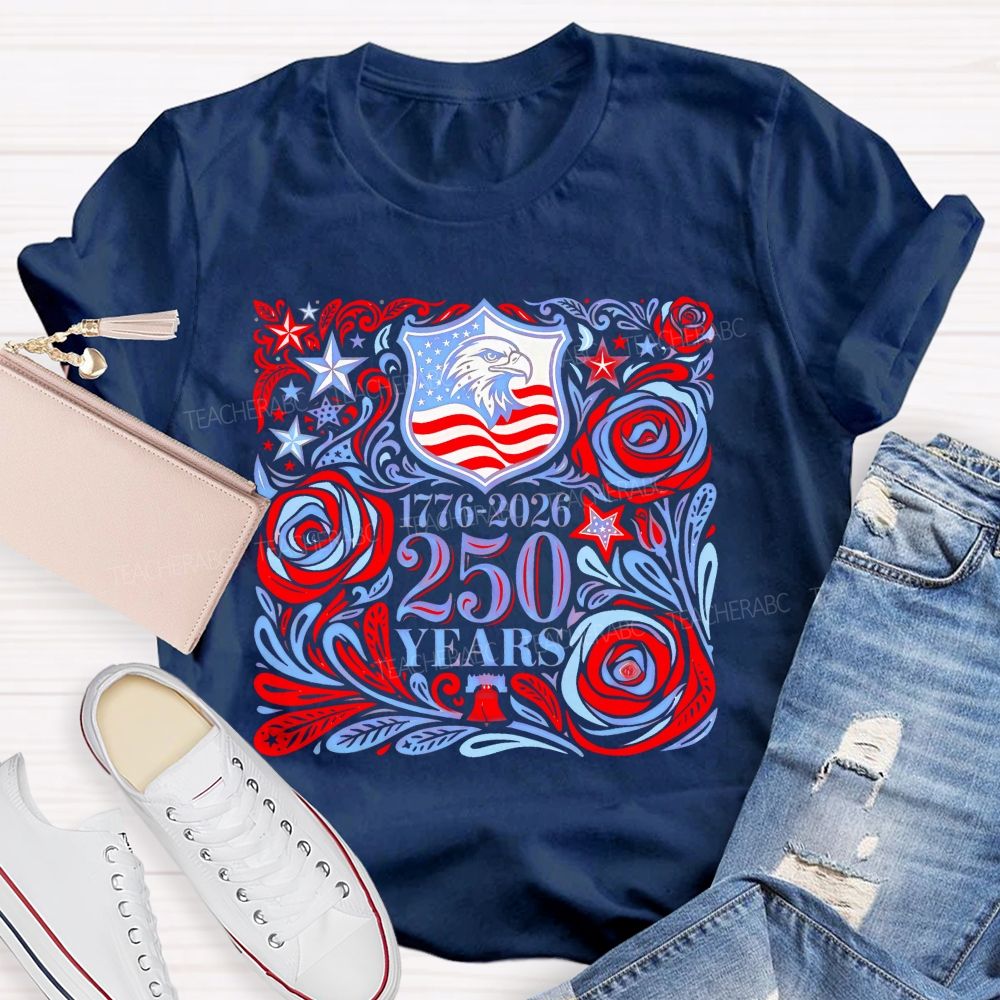250 Years Flowers Patterns  Teacher T-shirt