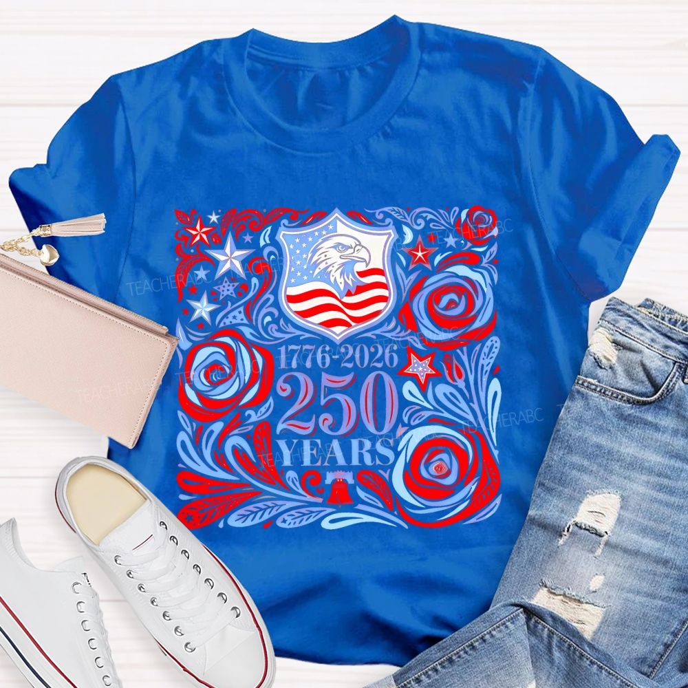 250 Years Flowers Patterns  Teacher T-shirt