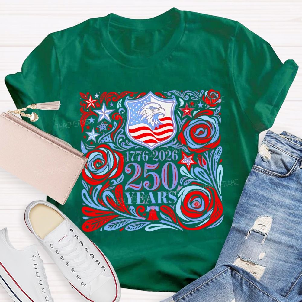 250 Years Flowers Patterns  Teacher T-shirt
