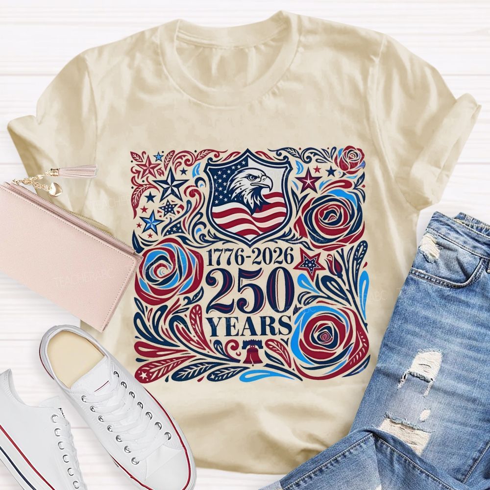 250 Years Flowers Patterns  Teacher T-shirt