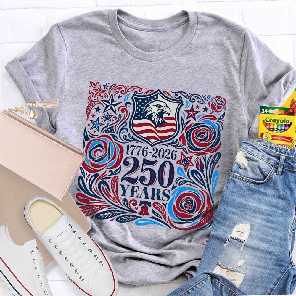 250 Years Flowers Patterns  Teacher T-shirt