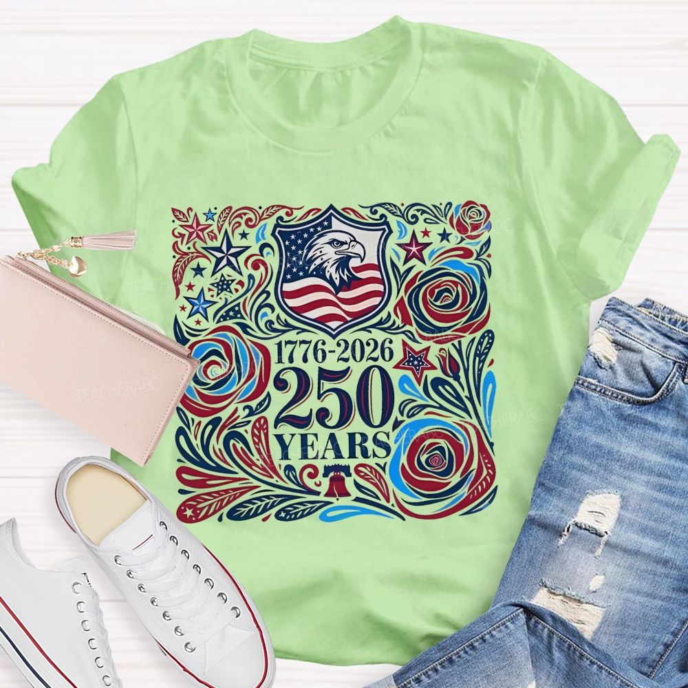 250 Years Flowers Patterns  Teacher T-shirt