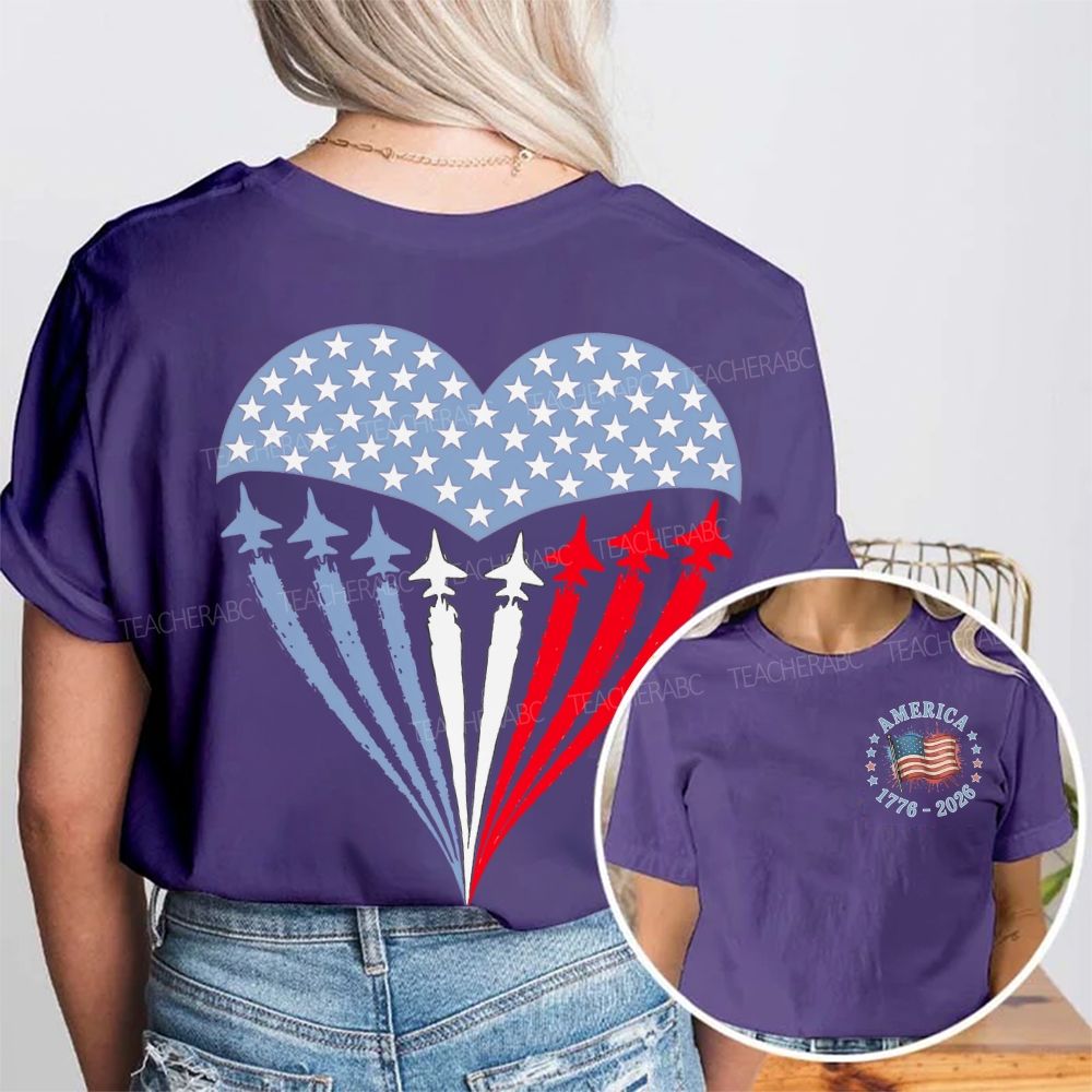 America Airplane Graphic  Double Printed T-shirt