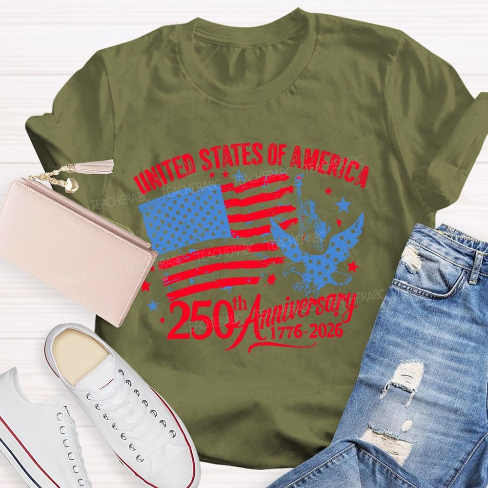 United States Of America 250th Anniversary 1776-2026 Teacher T-shirt