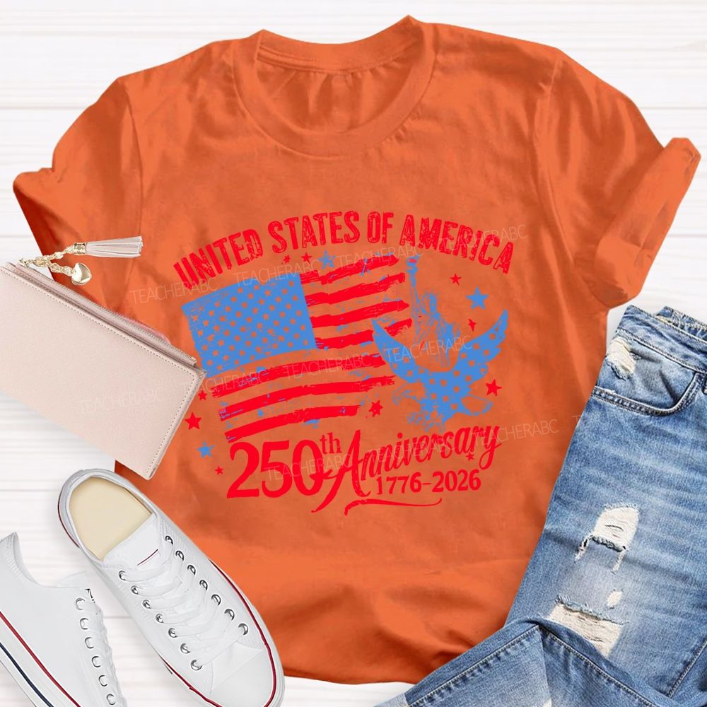 United States Of America 250th Anniversary 1776-2026 Teacher T-shirt