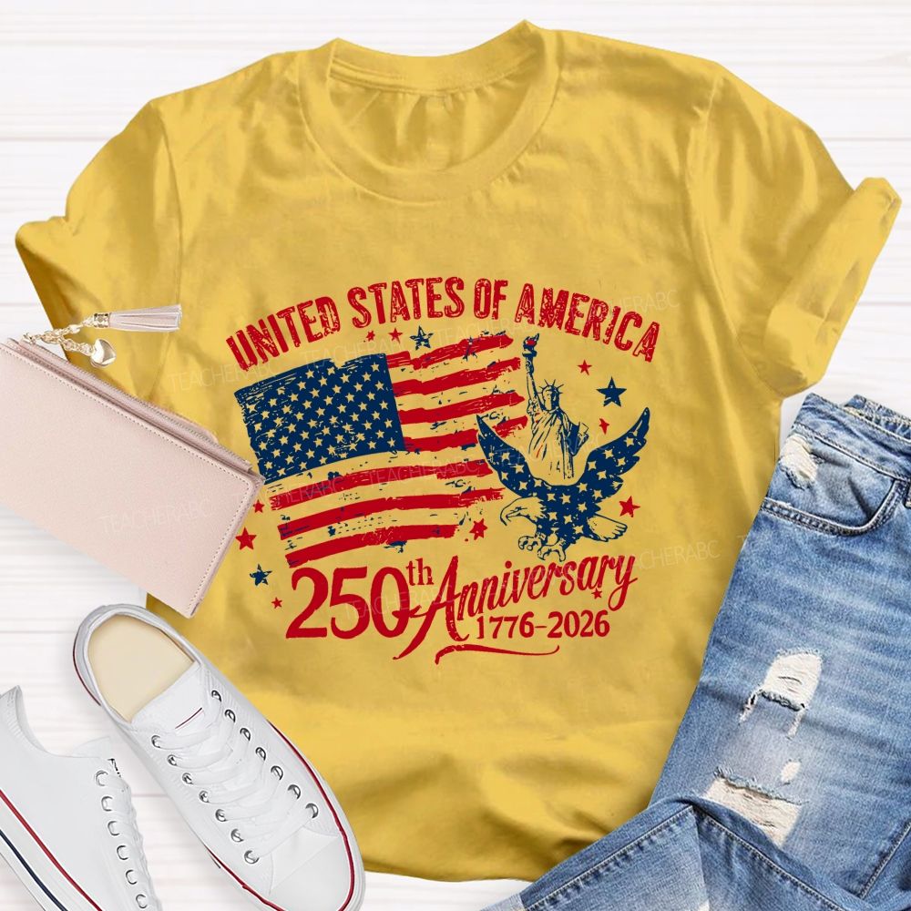 United States Of America 250th Anniversary 1776-2026 Teacher T-shirt