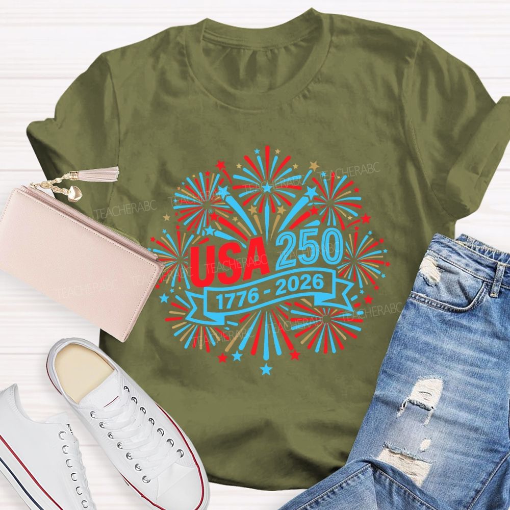 Usa 250 Celebrating 250 Years Of Freedom Teacher T-shirt