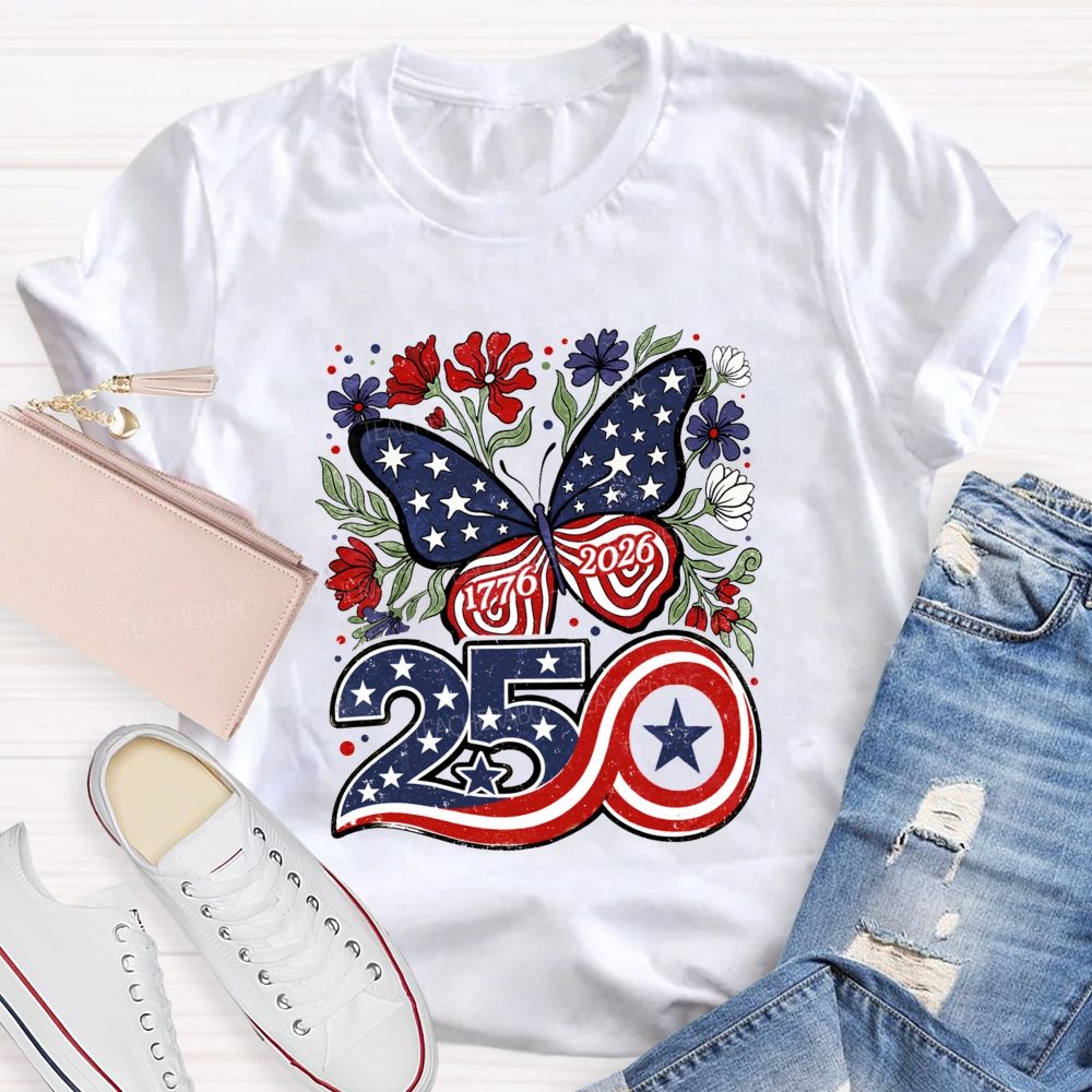 America 250 From 1776 To 2026 We Bloom Free Teacher T-shirt