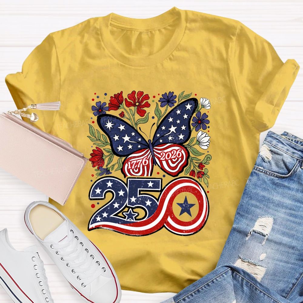 America 250 From 1776 To 2026 We Bloom Free Teacher T-shirt