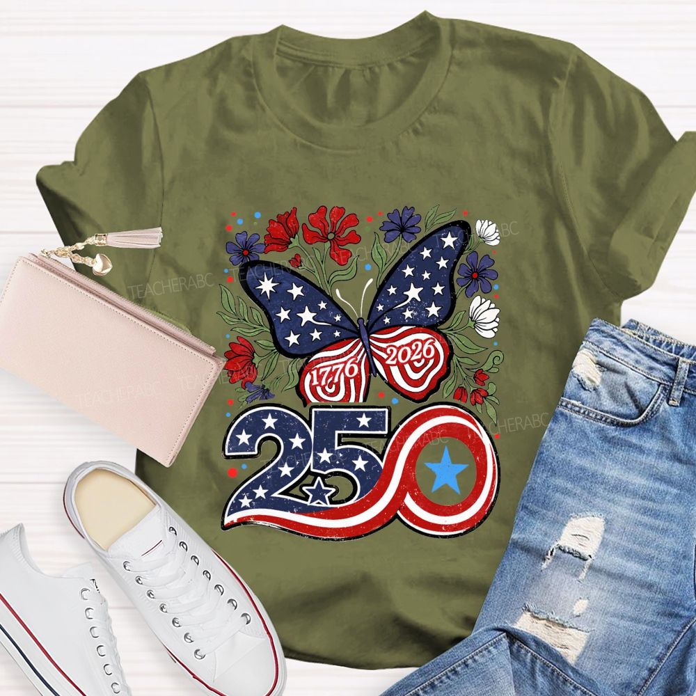 America 250 From 1776 To 2026 We Bloom Free Teacher T-shirt