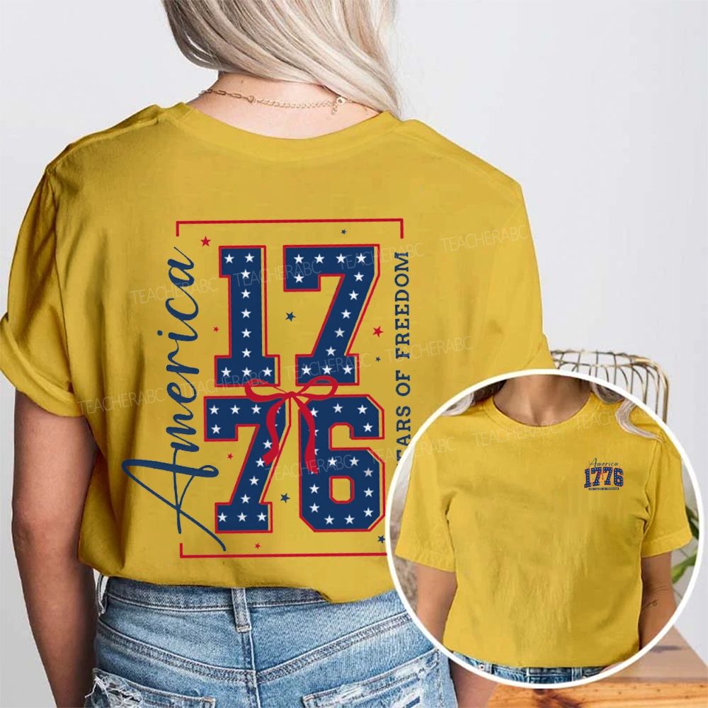 America 1776 And 250 Years Of Freedom Double Printed T-shirt