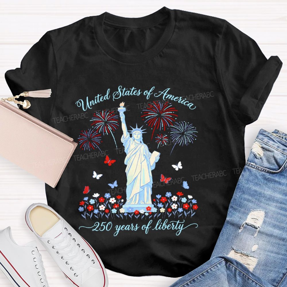 United States Of America 250 Years Of Liberty  Teacher T-shirt