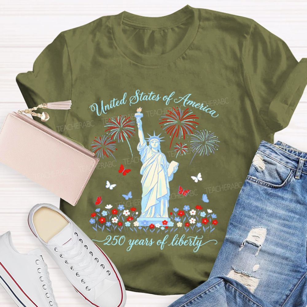 United States Of America 250 Years Of Liberty  Teacher T-shirt