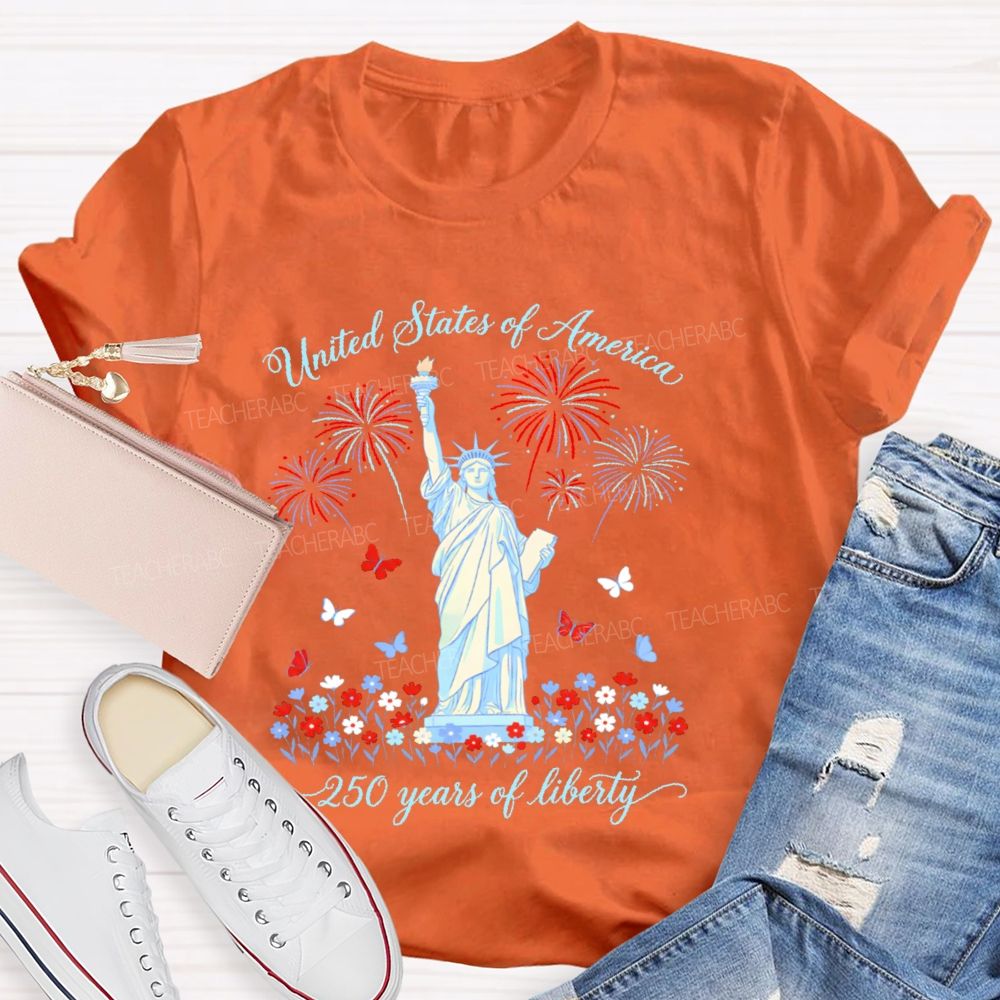 United States Of America 250 Years Of Liberty  Teacher T-shirt