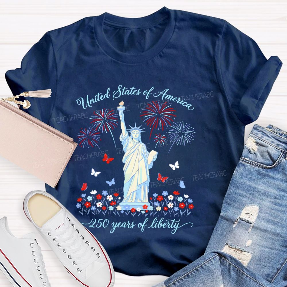 United States Of America 250 Years Of Liberty  Teacher T-shirt