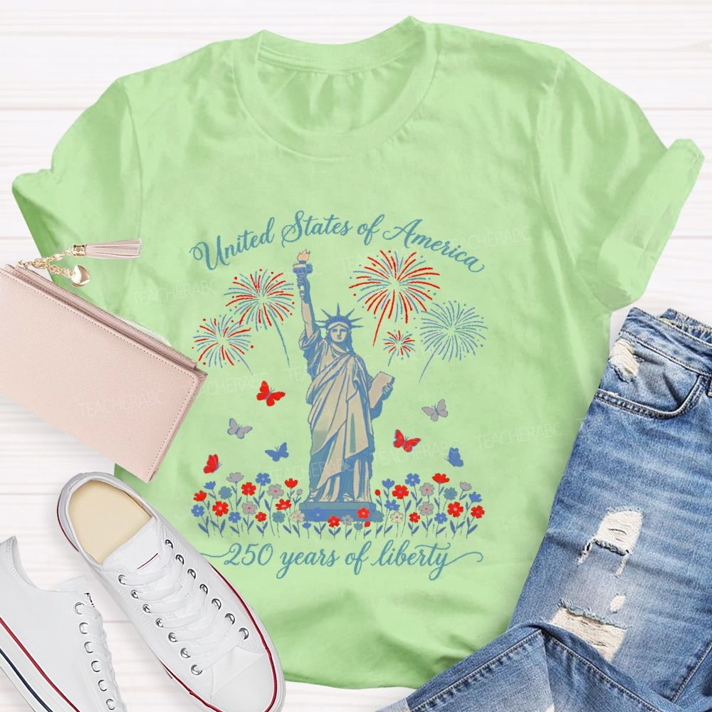 United States Of America 250 Years Of Liberty  Teacher T-shirt