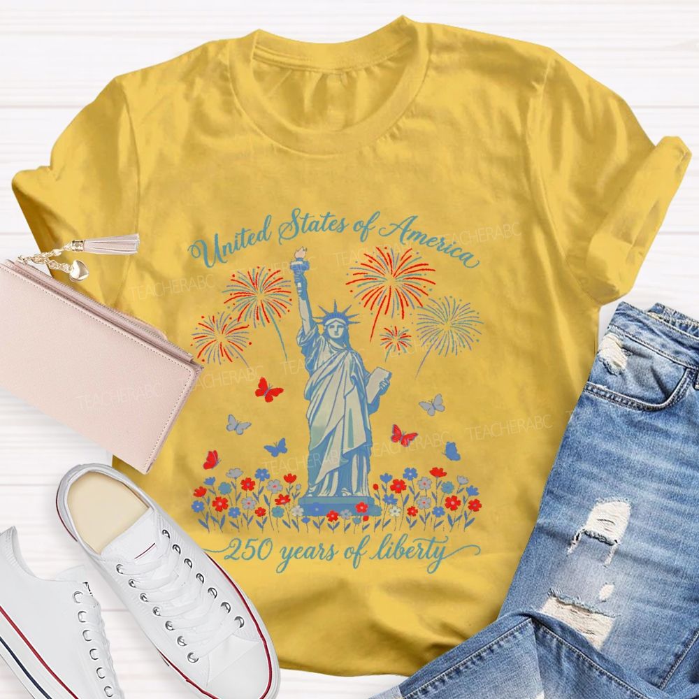United States Of America 250 Years Of Liberty  Teacher T-shirt