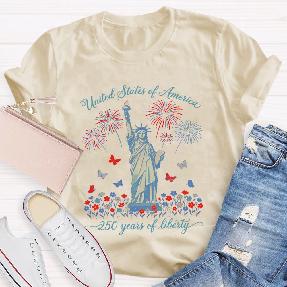 United States Of America 250 Years Of Liberty  Teacher T-shirt
