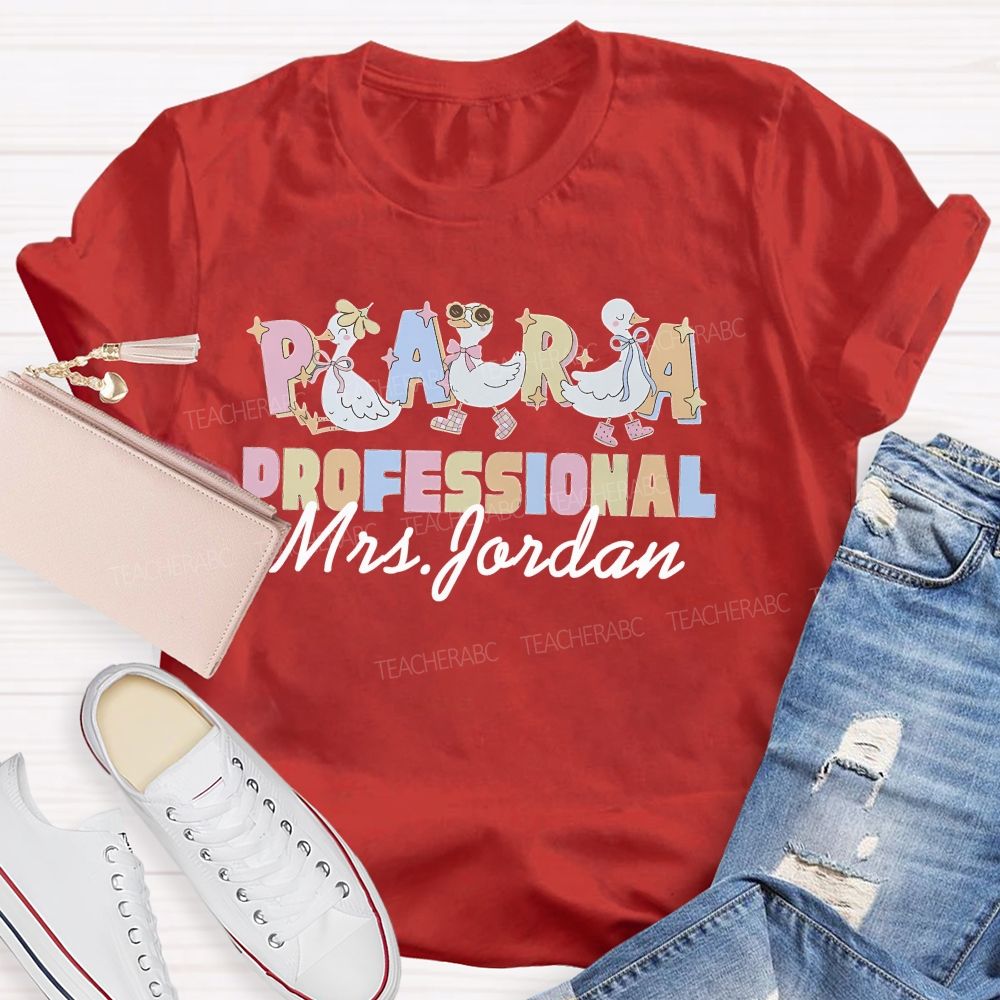 Personalized Name  Paraprofessional  Duck  Teacher T-shirt