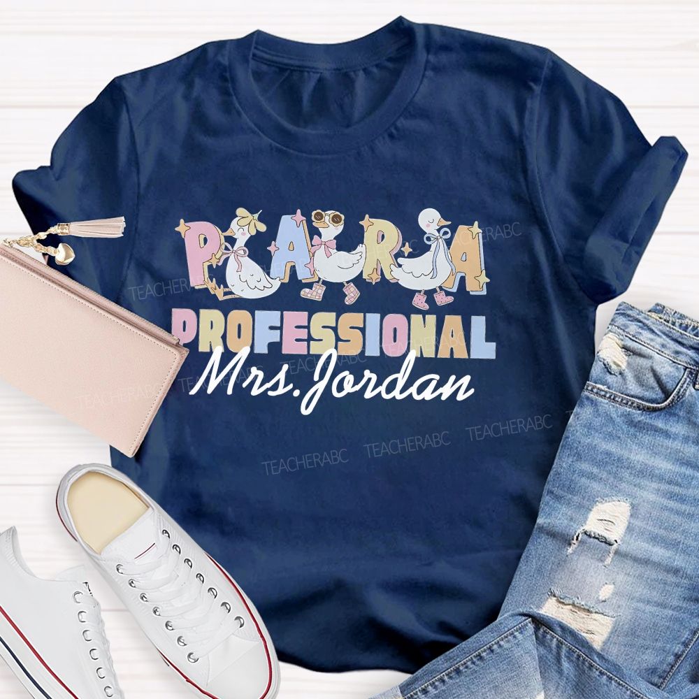 Personalized Name  Paraprofessional  Duck  Teacher T-shirt