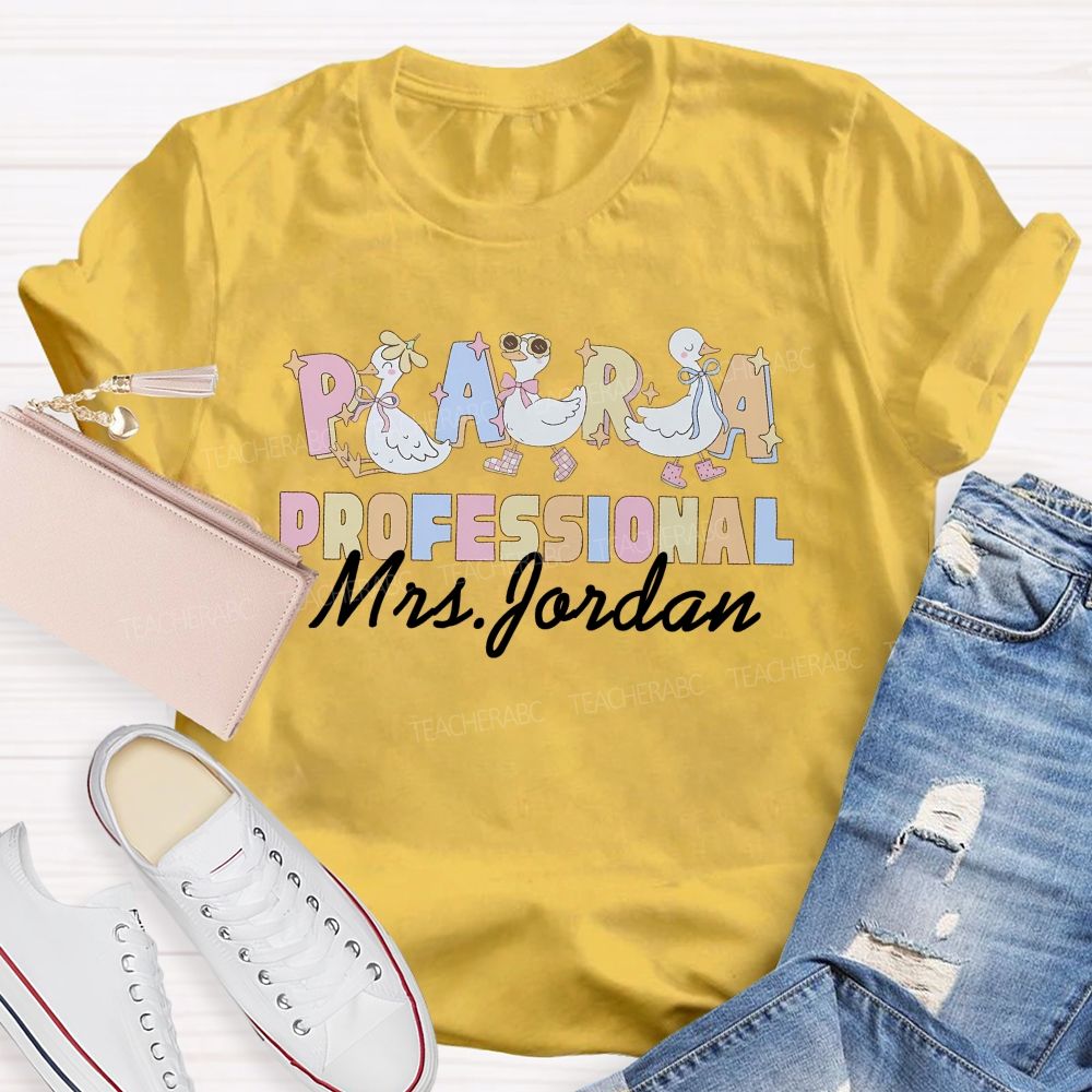 Personalized Name  Paraprofessional  Duck  Teacher T-shirt