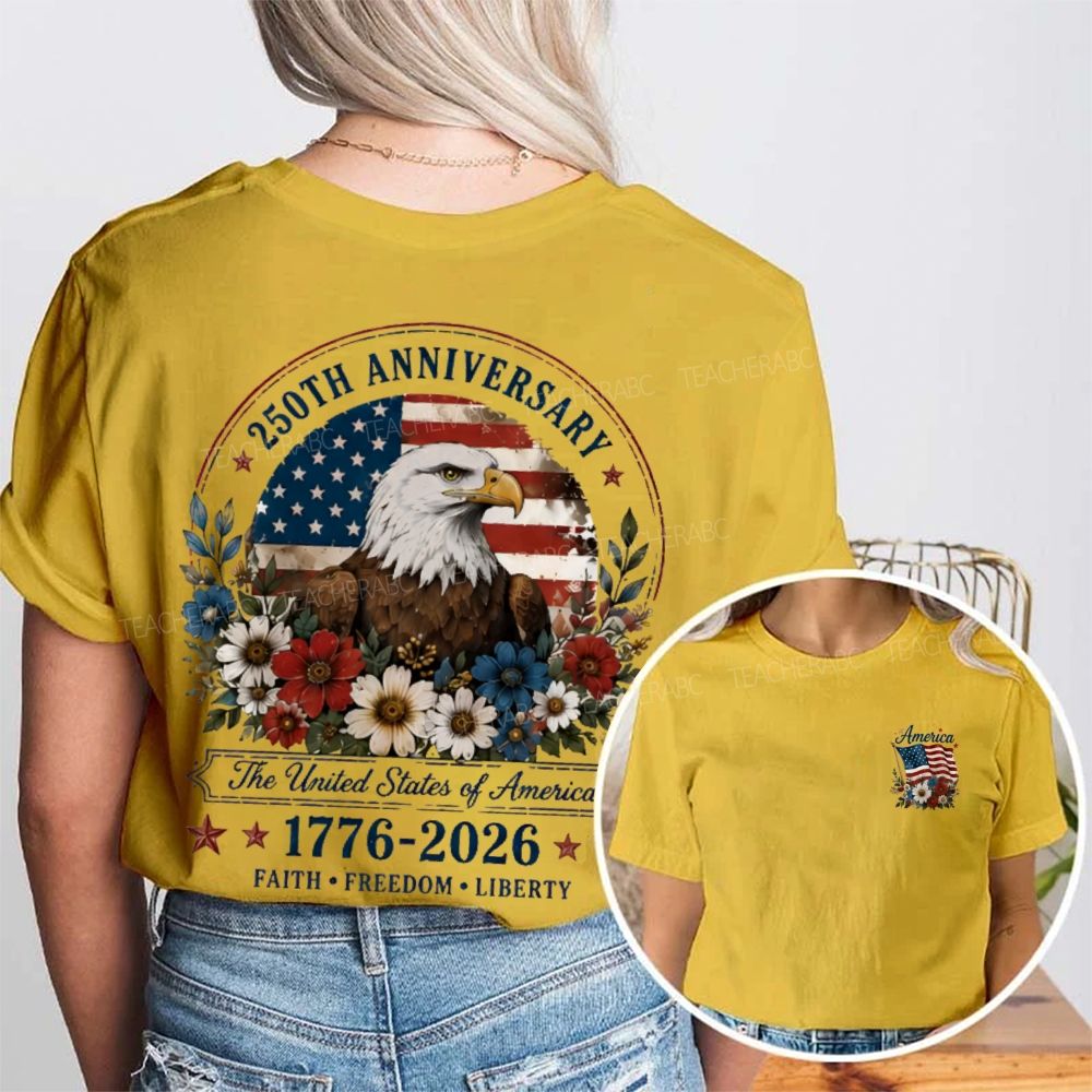 250th Anniversary Faith Freedom  Liberty   Double Printed T-shirt