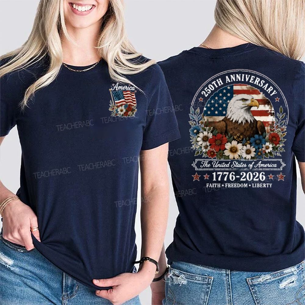 250th Anniversary Faith Freedom  Liberty   Double Printed T-shirt