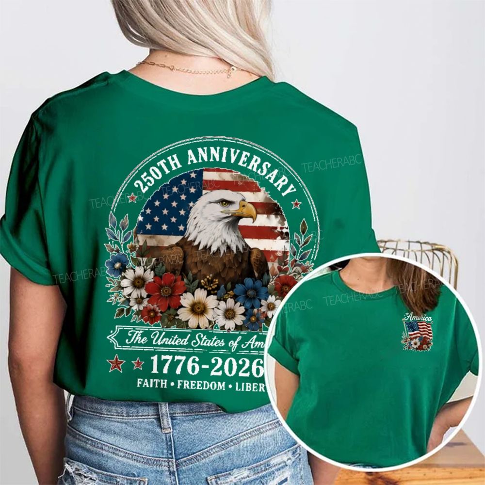 250th Anniversary Faith Freedom  Liberty   Double Printed T-shirt