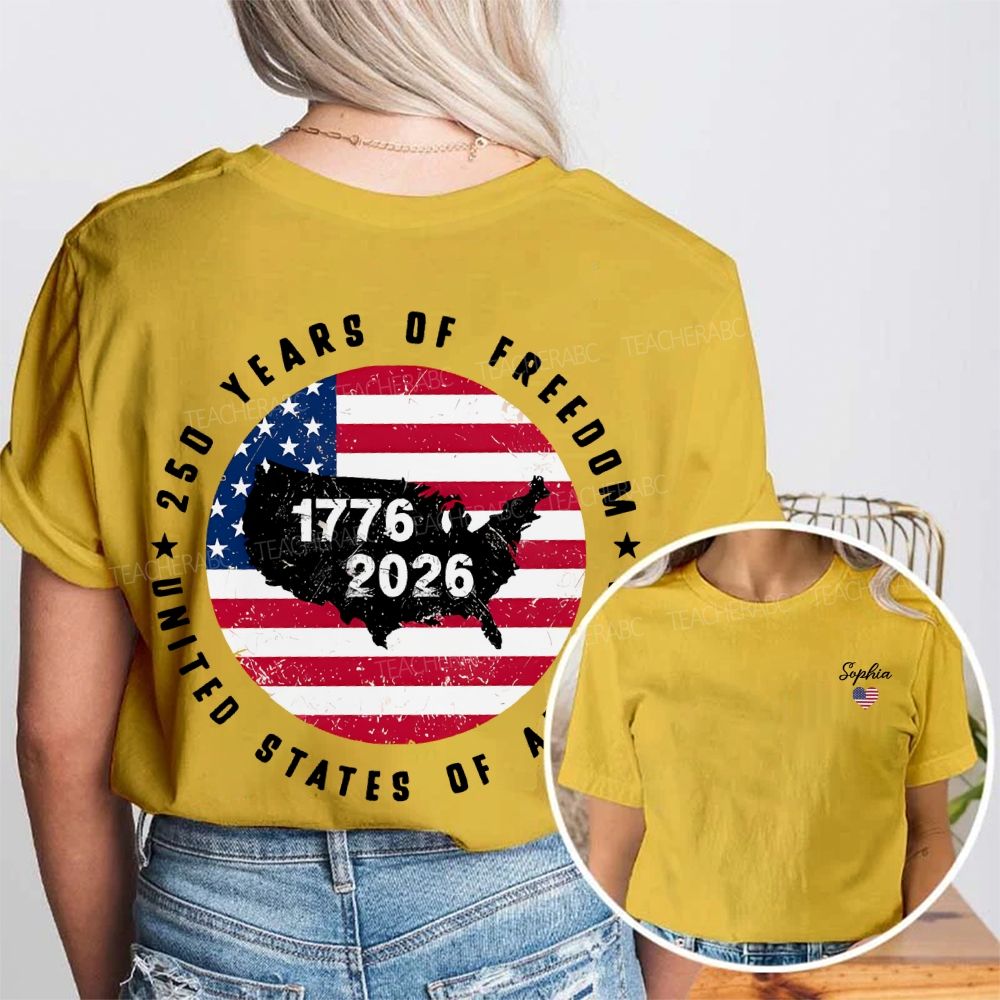 Personalized Name United States Of America 250 Years Of Freedom 1776-2026 Double Printed T-shirt
