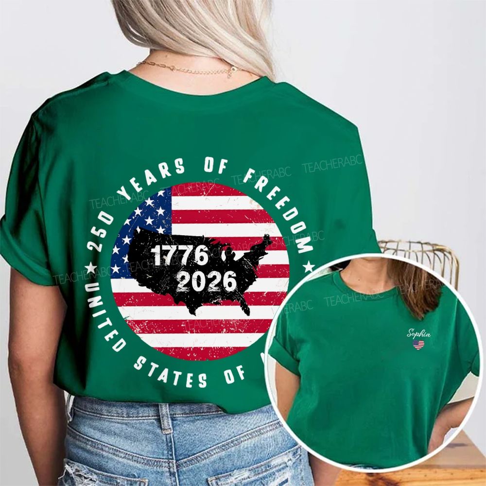 Personalized Name United States Of America 250 Years Of Freedom 1776-2026 Double Printed T-shirt