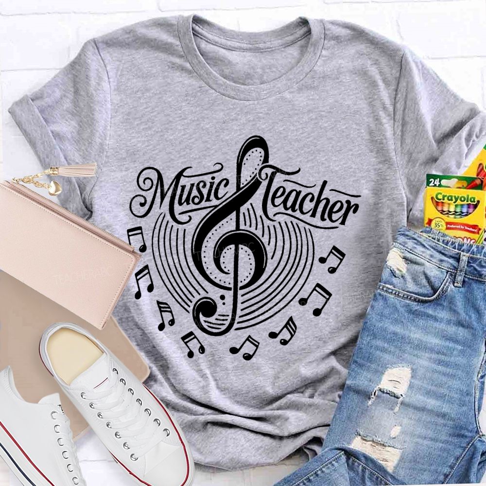 Music Teacher  Musical Note  Patterns  Teacher T-shirt