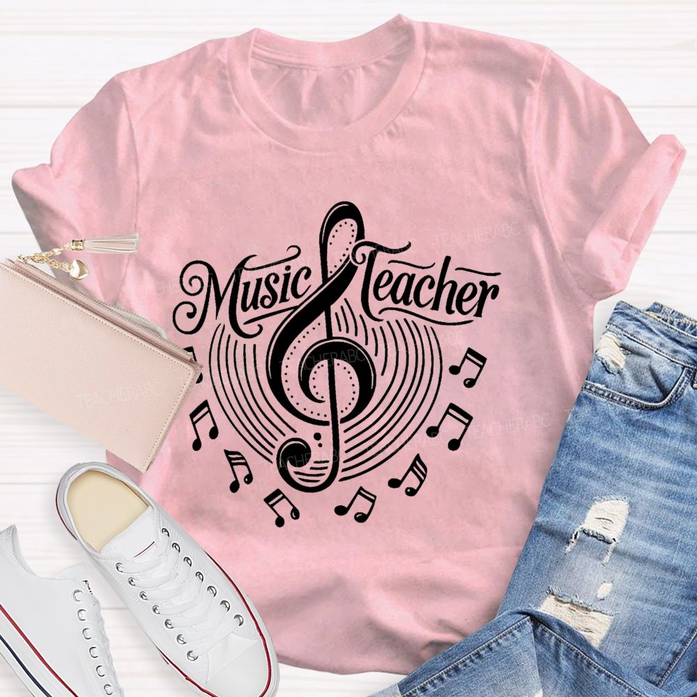 Music Teacher  Musical Note  Patterns  Teacher T-shirt