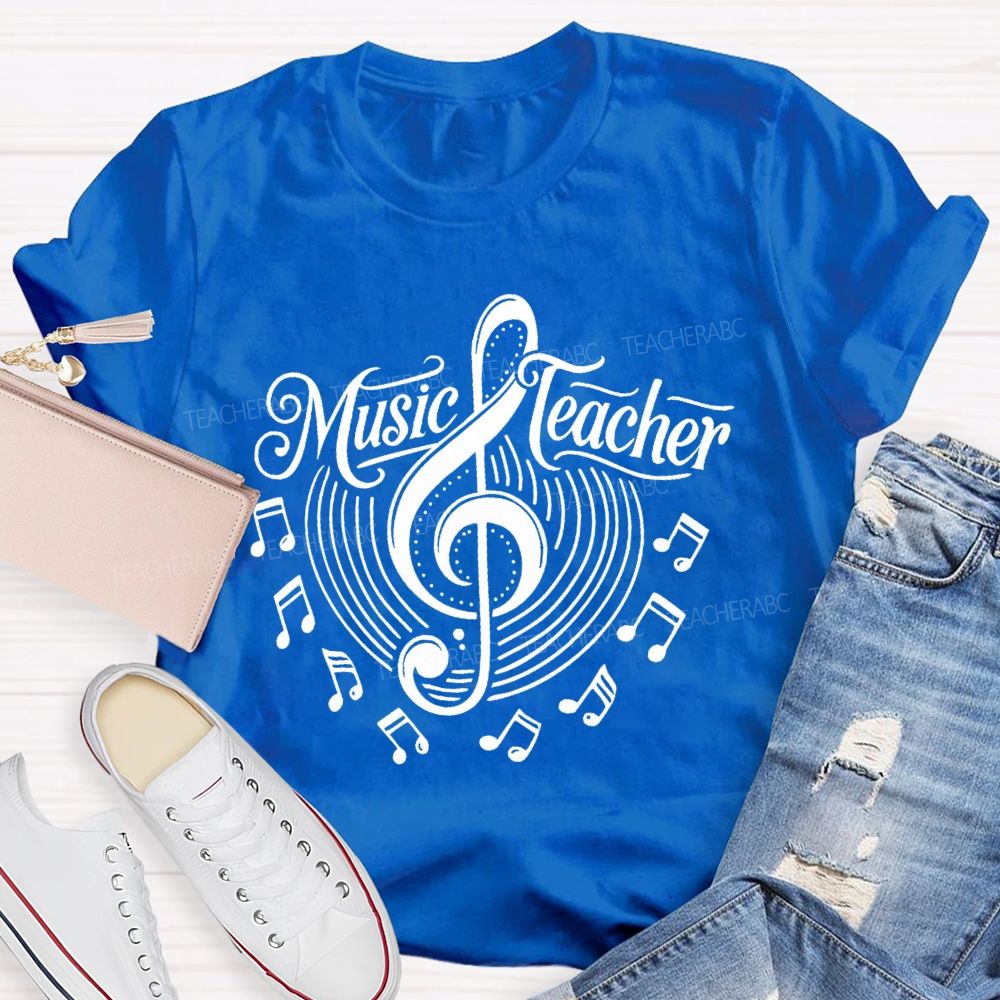 Music Teacher  Musical Note  Patterns  Teacher T-shirt