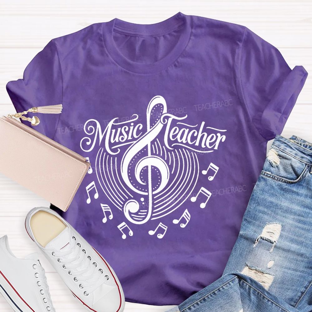 Music Teacher  Musical Note  Patterns  Teacher T-shirt