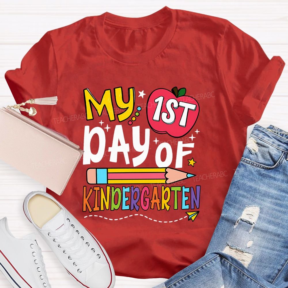 Personalized Grade My 1st Day Of Kindergarten Teacher T-shirt