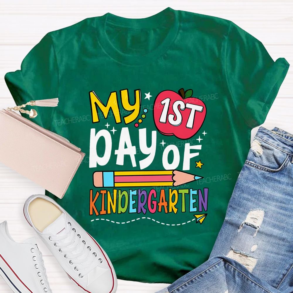 Personalized Grade My 1st Day Of Kindergarten Teacher T-shirt
