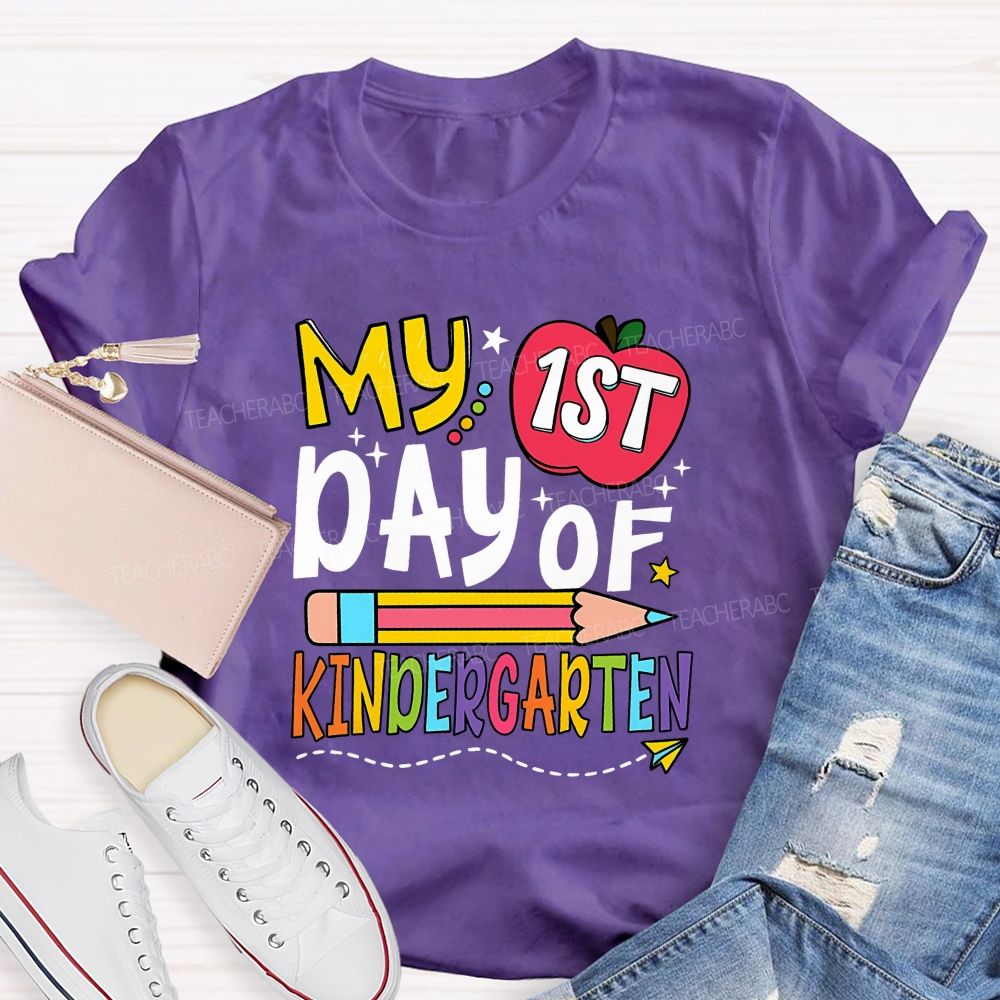 Personalized Grade My 1st Day Of Kindergarten Teacher T-shirt