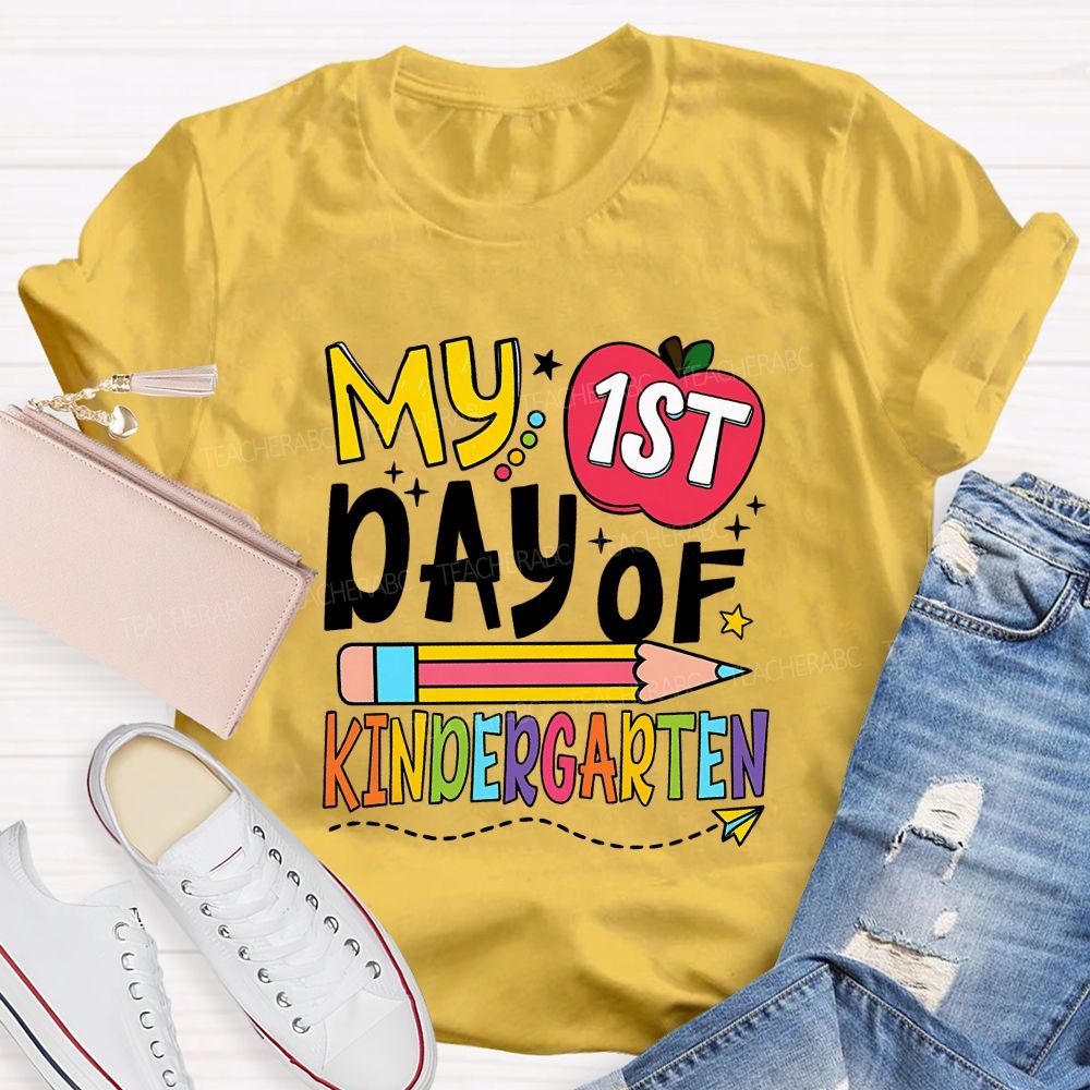 Personalized Grade My 1st Day Of Kindergarten Teacher T-shirt