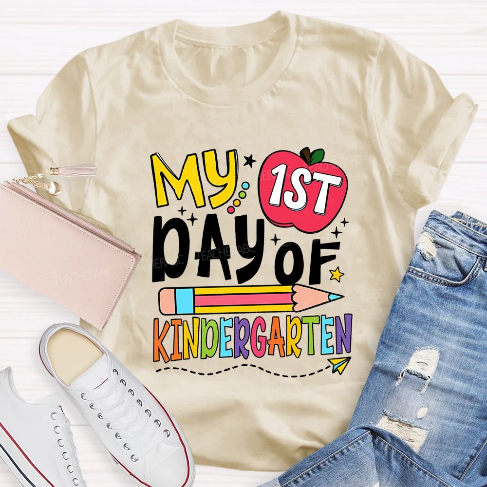 Personalized Grade My 1st Day Of Kindergarten Teacher T-shirt